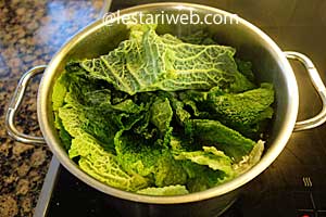 daun pepaya diblansir