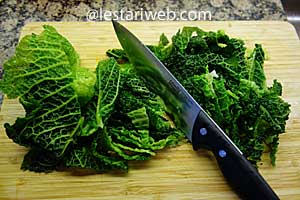 daun pepaya rebus dipotong potong